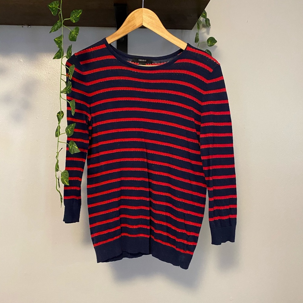 Forever 21 Stripe 3/4 Sleeve Top